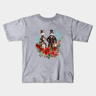 What could be more romantic than a steampunk  snowman and steampunk snowwoman Kids T-Shirt